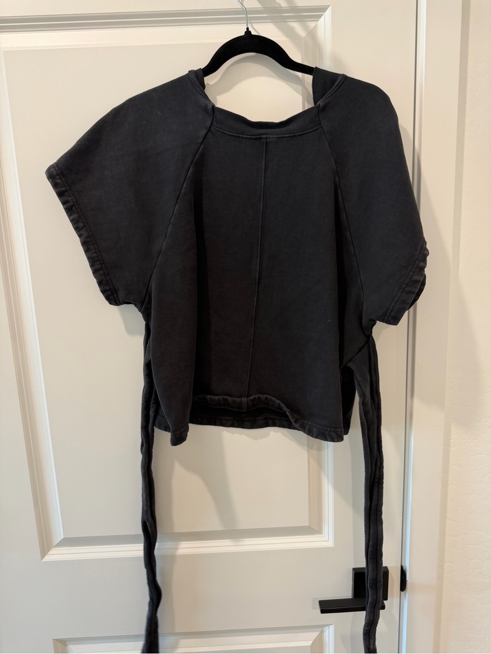 Fp movement by free people Women’s Black Short Sleeve Tie-Waist Sweatshirt Top - Picture 7 of 7